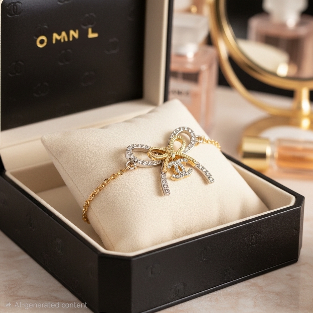 Elegant Gold and Silver Bow Bracelet